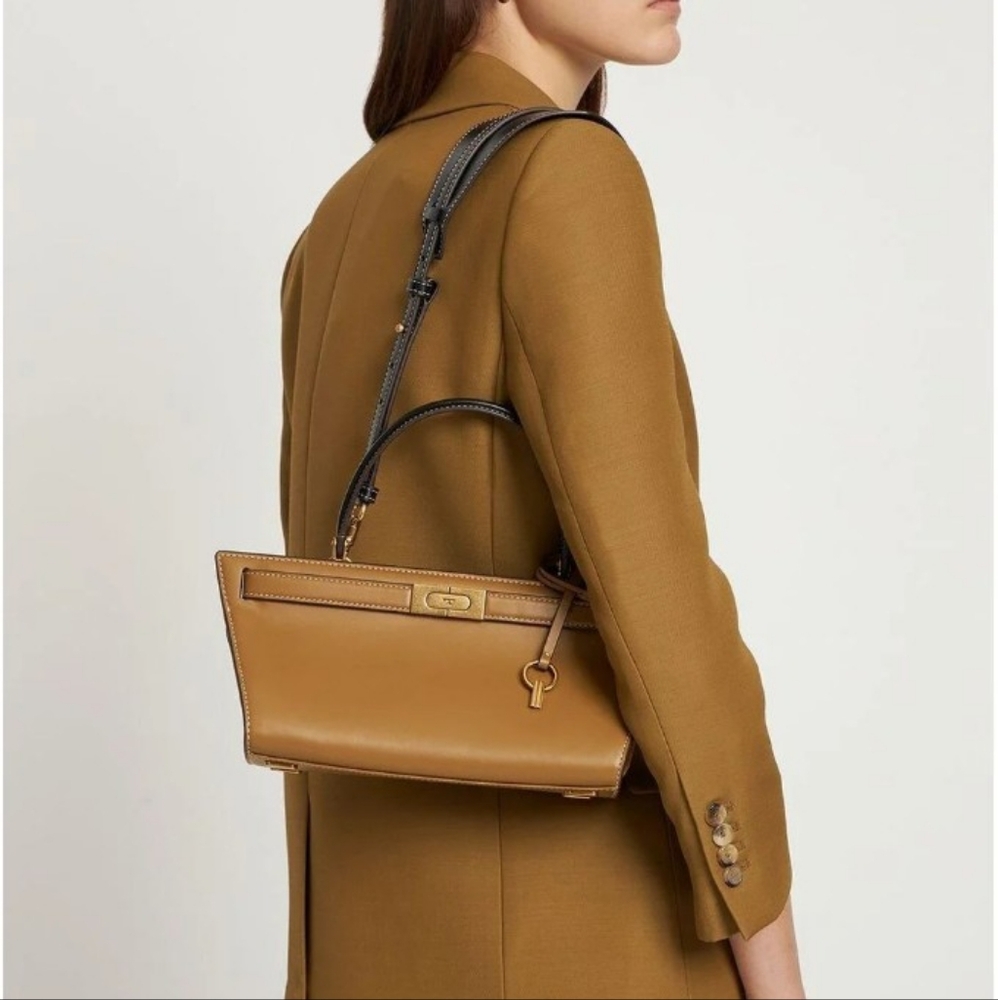 Tory Burch, Lee Radziwill Colorblock Leather Cat Eye Bag, Wren Brown
